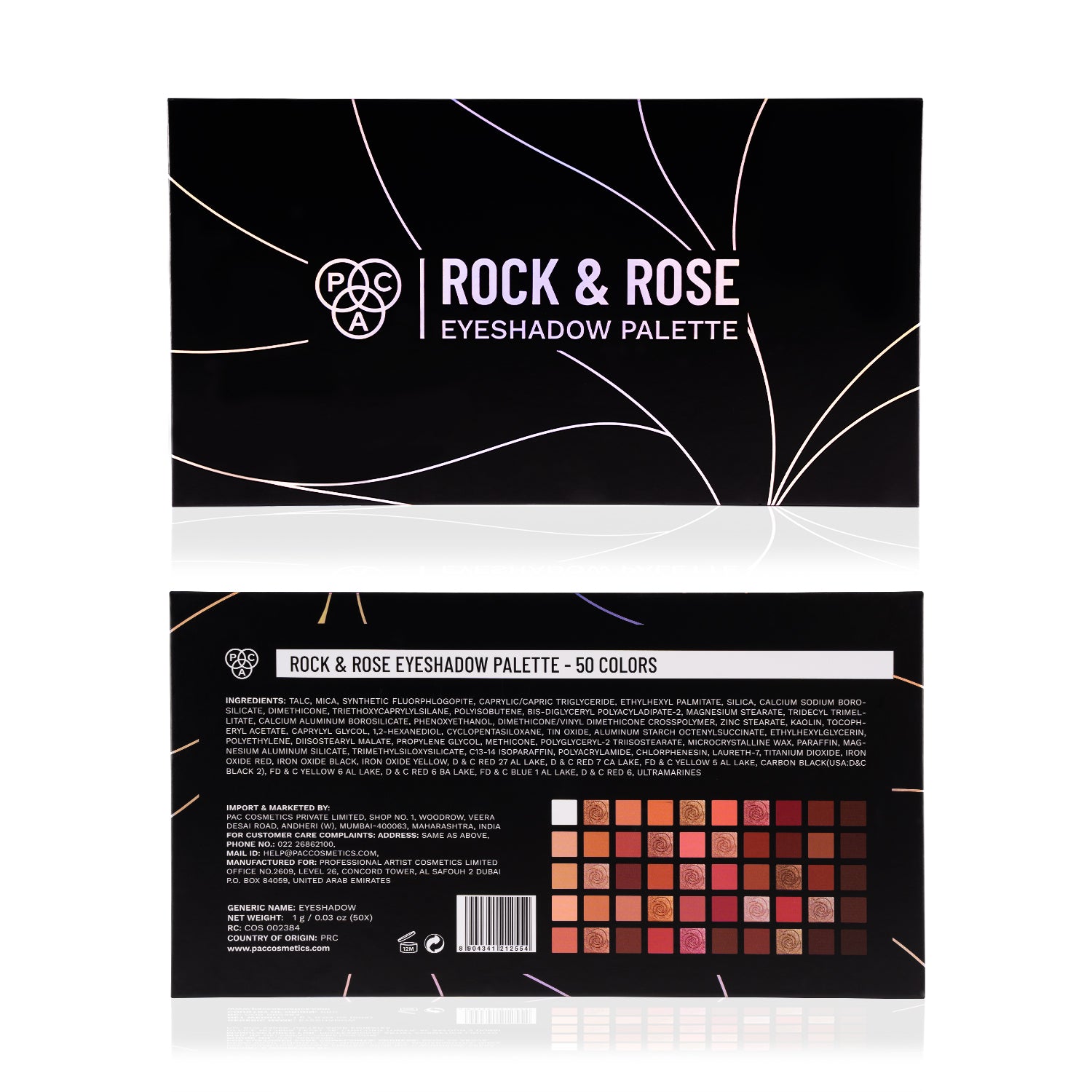 PAC Rock & Rose Eyeshadow Palette (50 Colors)